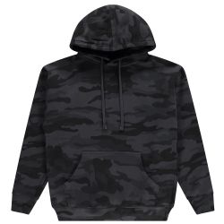 24 Bulk Cotton Fleece Hooded Black Camo Printed Hoodie Size Medium