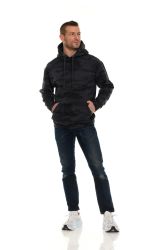 24 Bulk Cotton Fleece Hooded Black Camo Printed Kangaroo Pocket Hoodie Size XL