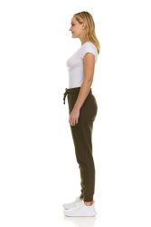 144 Bulk Womens Fleece Lined 3 Pocket Jogger Olive Green Size Large