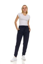 12 Bulk Womens Fleece Lined Jogger With Pocket In Navy Size Large