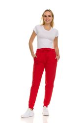 12 Bulk Womens Fleece Lined Jogger With Pocket In Red Size 3xlarge