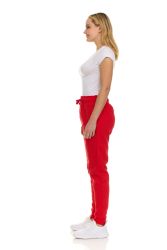 12 Bulk Womens Fleece Lined Jogger With Pocket In Red Size 3xlarge
