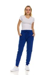 12 Bulk Womens Fleece Lined Jogger With Pocket In Royal Blue Size Small