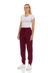 24 Bulk Womens Fleece Lined Jogger With Pocket In Burgundy Size 3xlarge