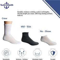 48 Bulk Yacht & Smith Women's White No Show Ankle Socks Size 9-11