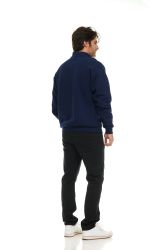 96 Bulk Mens Cotton Fleece Line Quarter Zip Sweat Shirt Navy Size Large