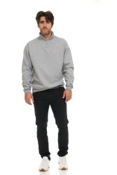 48 Bulk Mens Cotton Fleece Line Quarter Zip Sweat Shirt Gray Size Large