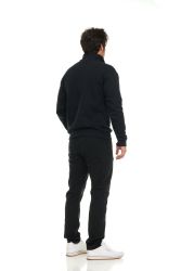 48 Bulk Mens Cotton Fleece Line Quarter Zip Sweat Shirt Black Size Medium