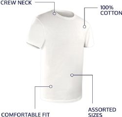 576 Bulk Kids Youth Cotton White T Shirts Size S