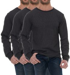 24 Bulk Men's Thermal Long Sleeve Shirt In Gray Size Small