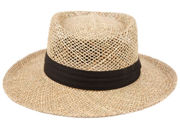 6 Bulk Gambler Straw Hats With Grosgrain Band