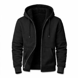 48 Bulk Unisex Cotton Fleece Sherpa Lined Zipper Hoodie Black Assorted Sizes S-xl