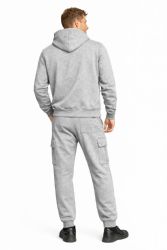 54 Bulk Cotton Fleece Cargo Jogger And Zipper Hoodie Set In Heather Gray Assorted Sizes M- 2xl