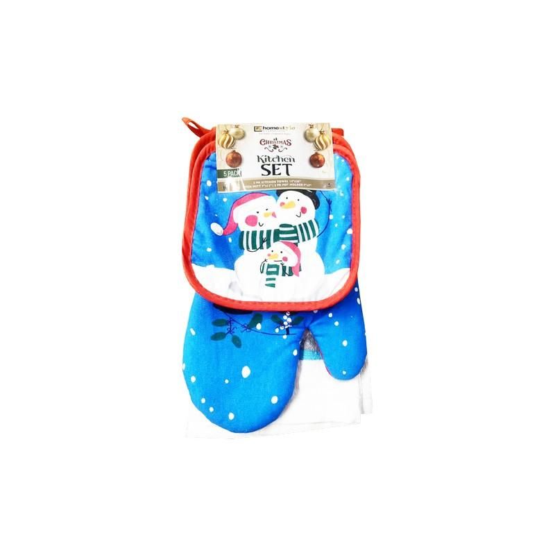 24 Bulk 5pk Xm Printed Kitchen Set