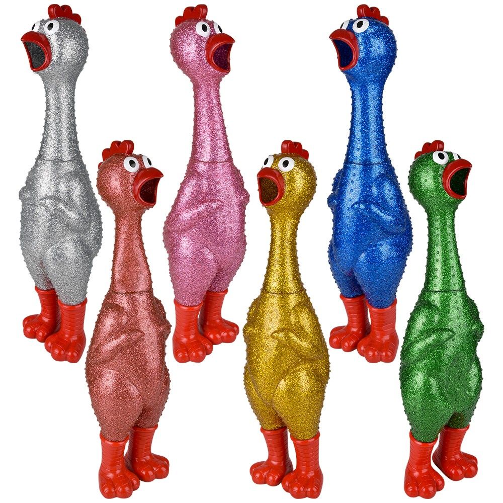 6 Bulk 24" Giant Sparkle Rubber Chicken 6ct