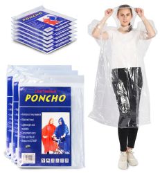 100 Bulk Yacht & Smith Unisex One Size Disposable Rain Poncho Clear 40g pe