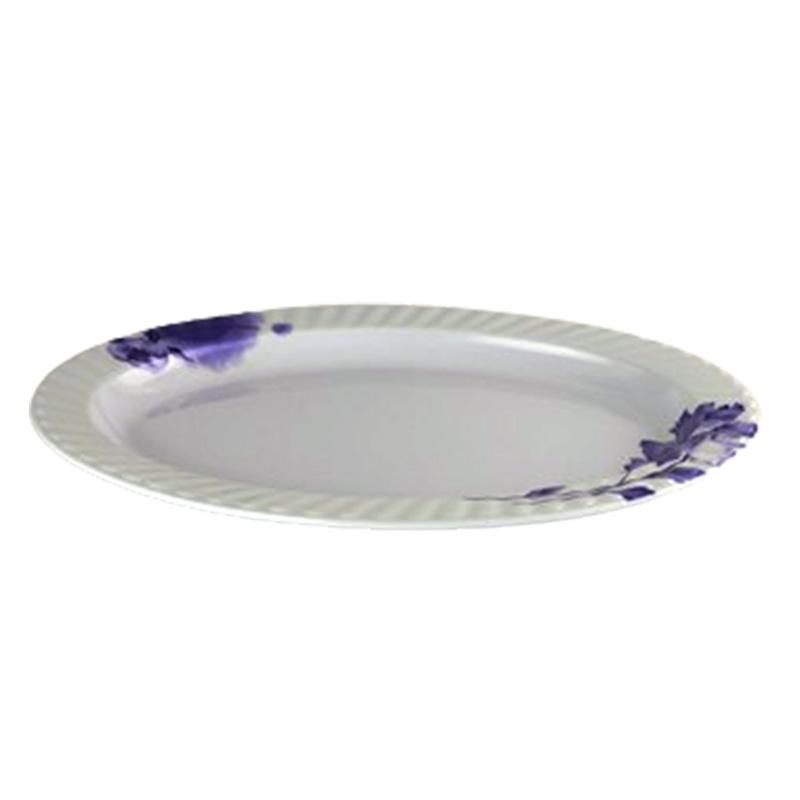 24 Bulk 14" Marble Doted Melamine Oval Plate