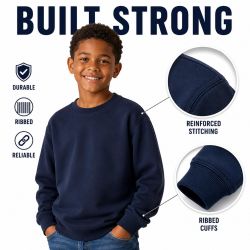 48 Bulk Youth Cotton Crew Neck Sweat Shirt Navy Size Xlarge