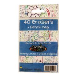 48 Bulk 40 Pack Of Colored Pencil Cap Erasers