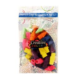 48 Bulk 40 Pack Of Colored Pencil Cap Erasers