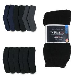 96 Bulk Unisex Crew Wholesale Thermal Sock, Size 9-13 In 3 Assorted Colors