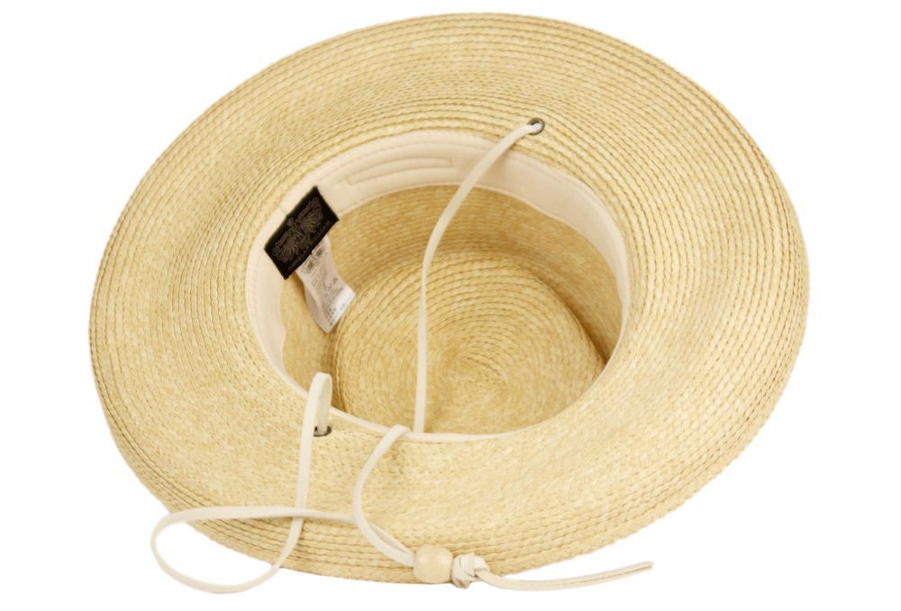 6 Bulk Up Brim Paper Straw Fedora Hats With Leather String Band & Chin Cord