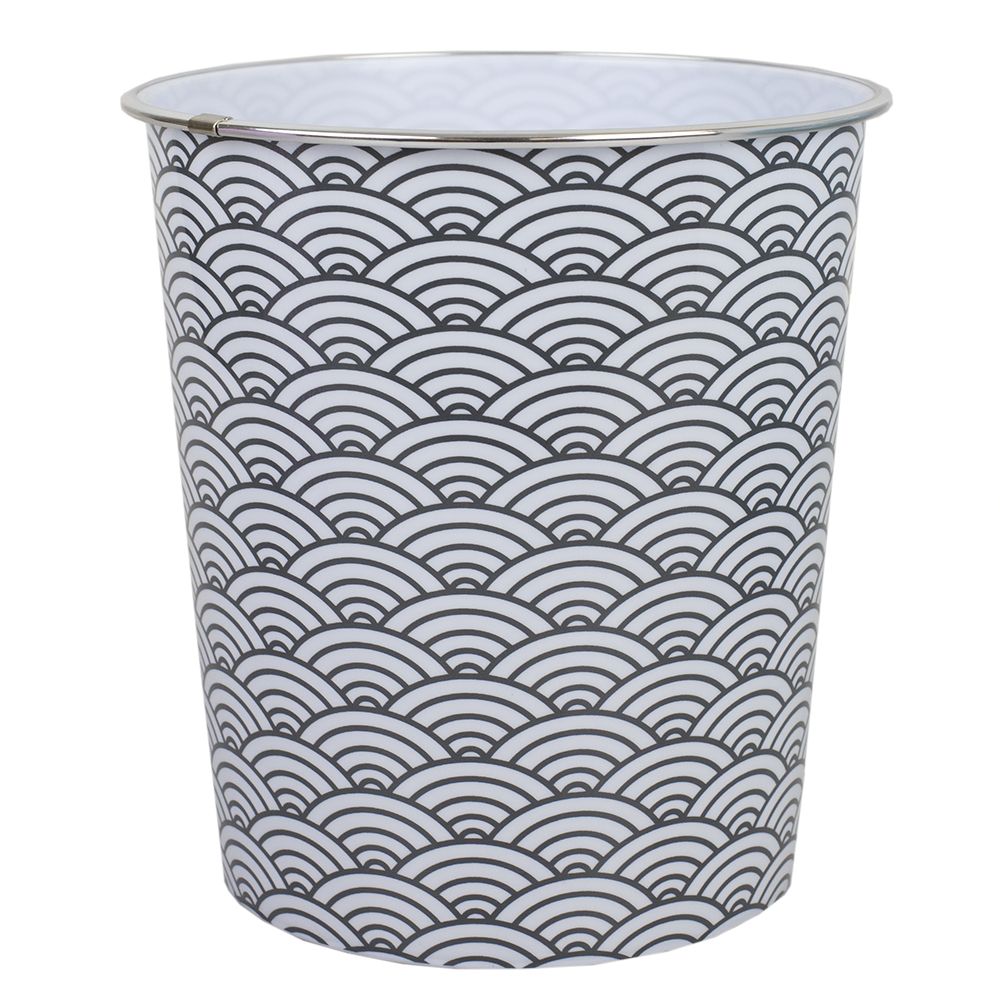 24 Bulk Chevron 5 Liter Open Top Compact Decorative Round Waste Bin