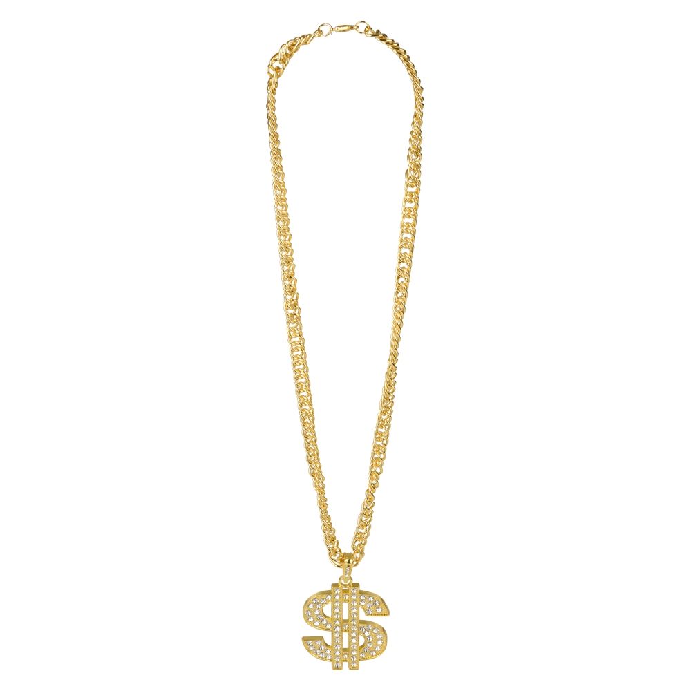 72 Bulk Dollar Sign Necklace Gold 30"