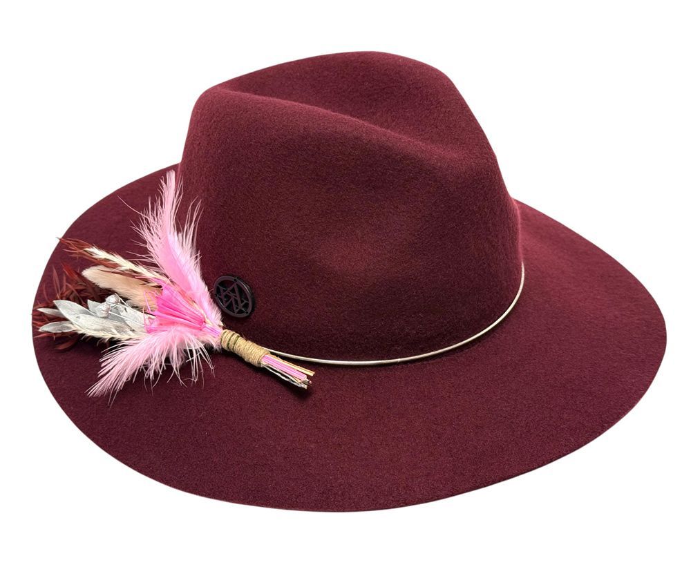 12 Bulk Ladies Wide Brim Felt Fedora W/metal Tube Band & Flower Trim Assorted