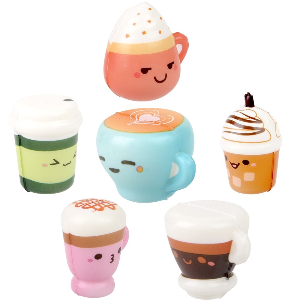 600 Bulk Micro Squish Kawaii CoffeE-Asst Color 2"