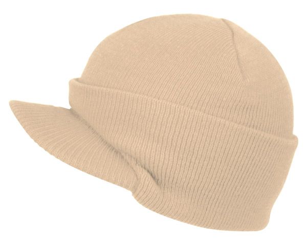 12 Bulk Solid Color Knit Beanie With Visor Assorted