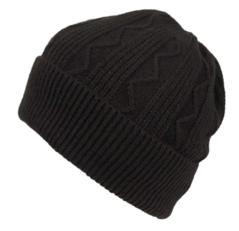 12 Bulk Zigzag Stripe Knit Beanie W/cuff & Sherpa Lining Assorted