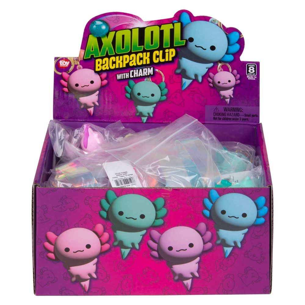 192 Bulk 2.25" Axolotl Charm Wristlet Backpack Keyring 24ct