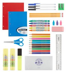 24 Bulk Yacht & Smith School Supply Bundle 12 Boys Back Packs Plus 12 (34 Piece) School Supply Kits