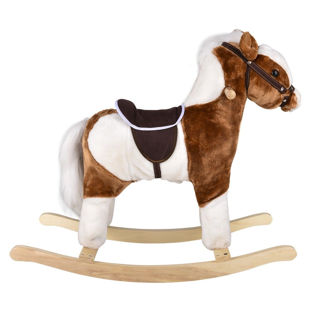 Bulk Lil Pinto Horse W/ Brown Saddle Rocker