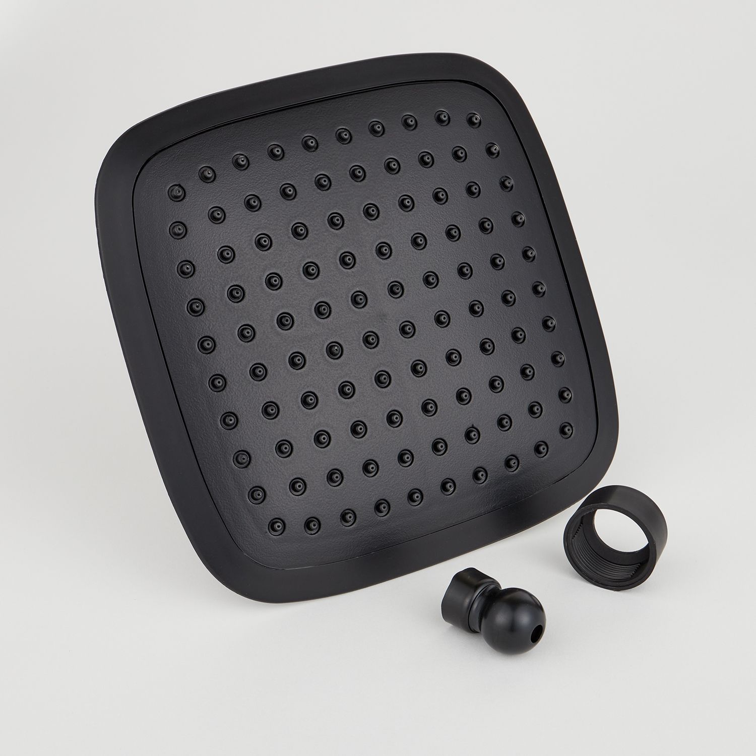 12 Bulk 8" Fixed Square Rounded Corner Rainfall Shower Head, Matte Black