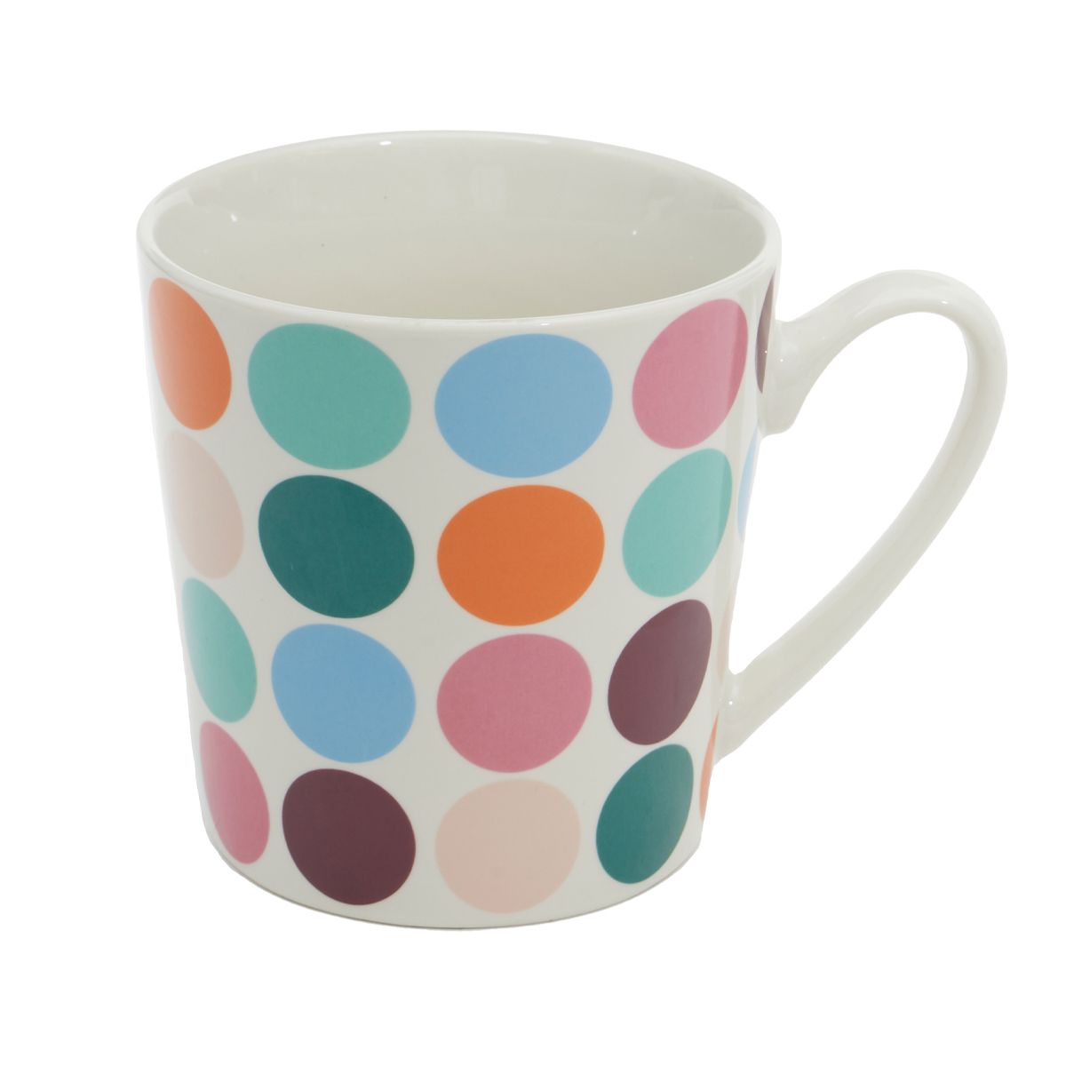 24 Bulk Polka DoT-Printed Ceramic Mug, Assorted Colors