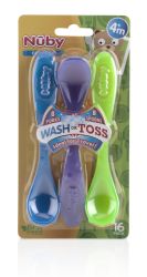 72 Bulk Nuby Wash Or Toss Forks And Spoons (16-Pk)