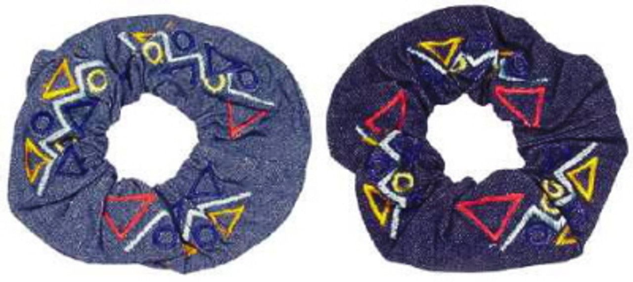 60 Bulk Patterned Denim Scrunchie