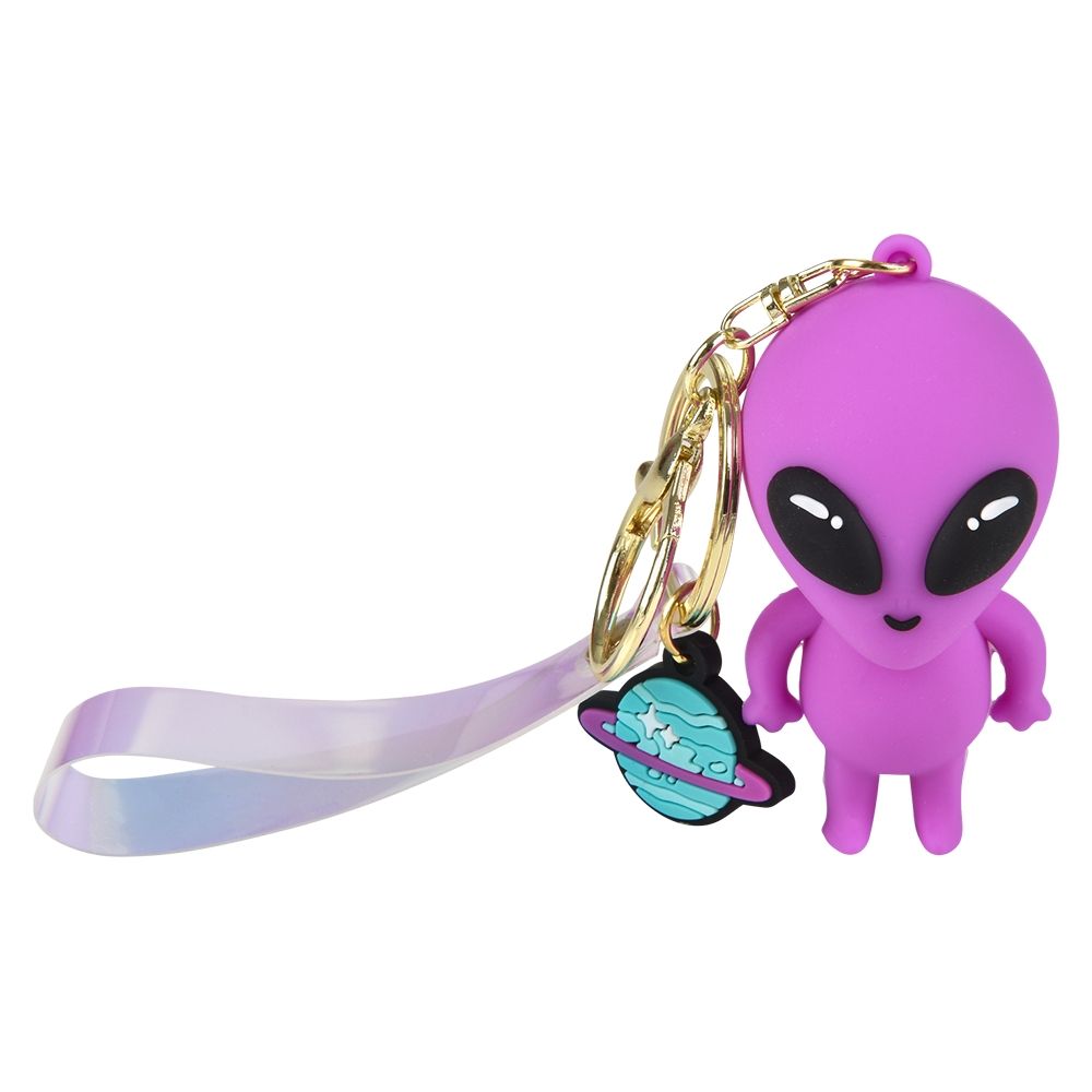 192 Bulk 2.25" Alien Charm Wristlet Backpack Keyring 24ct