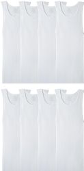 576 Bulk Men Cotton Ribbed Tank Top A Shirt White Assorted Sizes S-xl