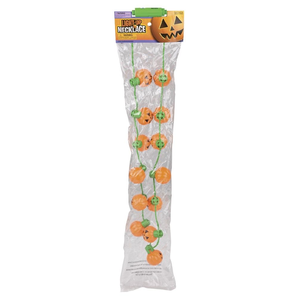 48 Bulk (t) 25" LighT-Up JacK-O-Lantern Necklace