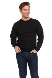 3 Bulk Unisex Fleece Line Cotton Crew Neck Sweat Shirt Black Size 2xl