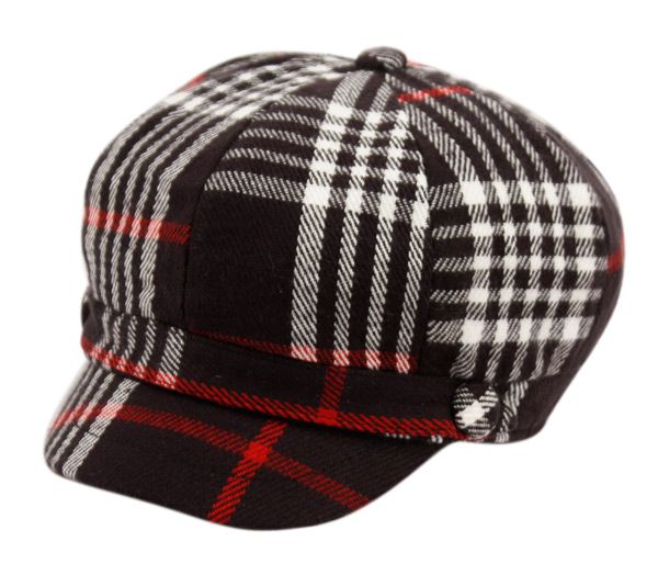 12 Bulk Plaid Cabbie Hat W/satin Lining Cb011-1 A Assorted