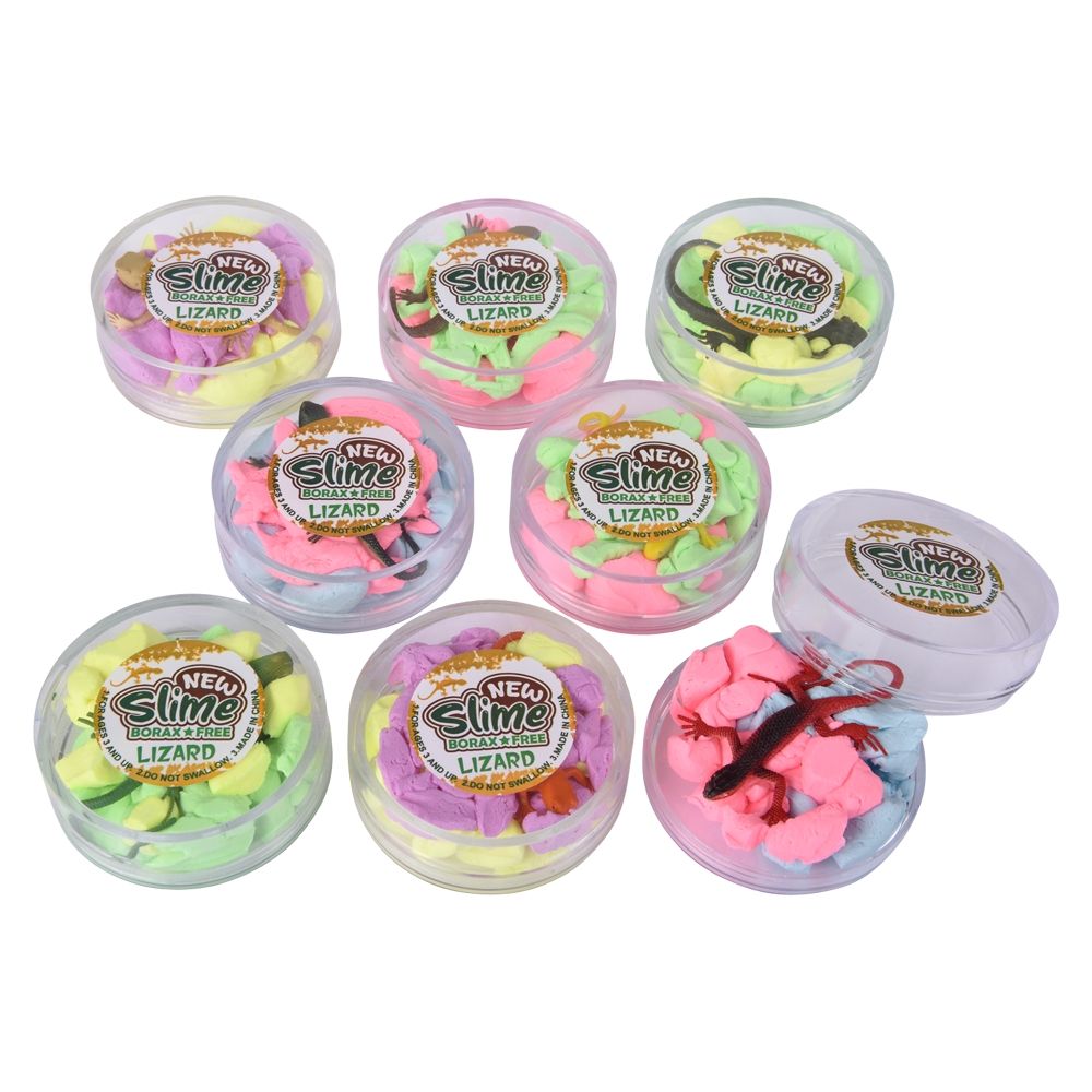 144 Bulk (t) 2.7" Lizard Play Clay Slime 24ct