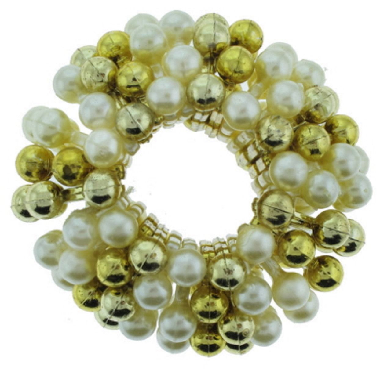60 Bulk Goldtone And Faux Pearl Beaded Scrunchies