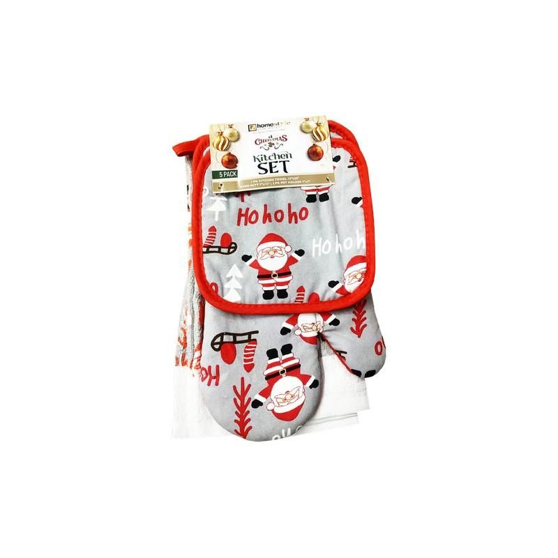 24 Bulk 5pk Xm Printed Kitchen Set