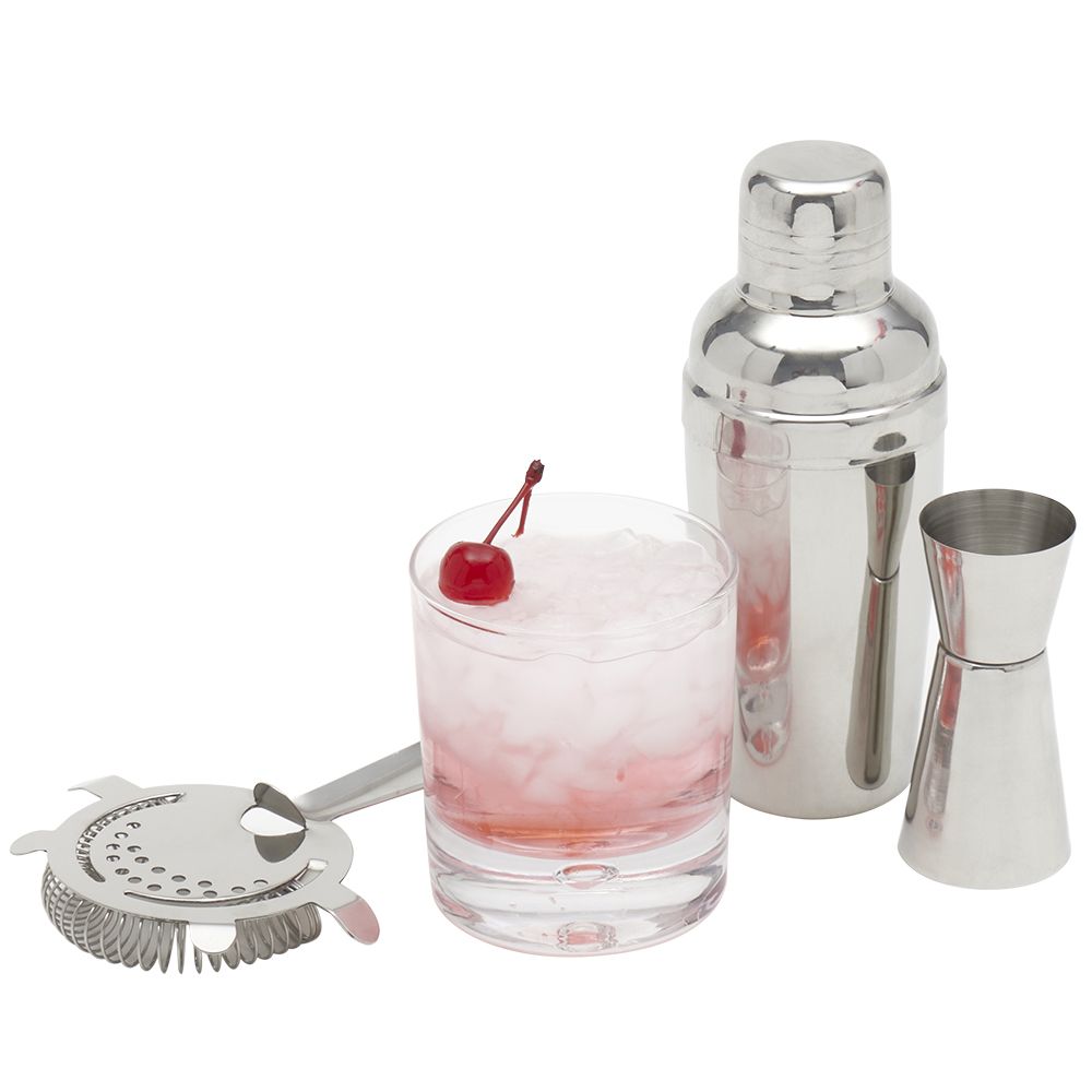 12 Bulk 3 Piece Stainless Steel Cocktail Shaker Set