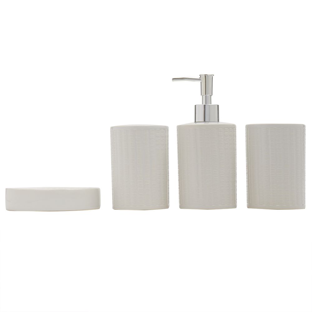 12 Bulk Ari 4 Piece Ceramic Bath Accessory Set, White