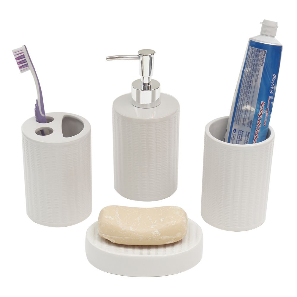 12 Bulk Ari 4 Piece Ceramic Bath Accessory Set, White